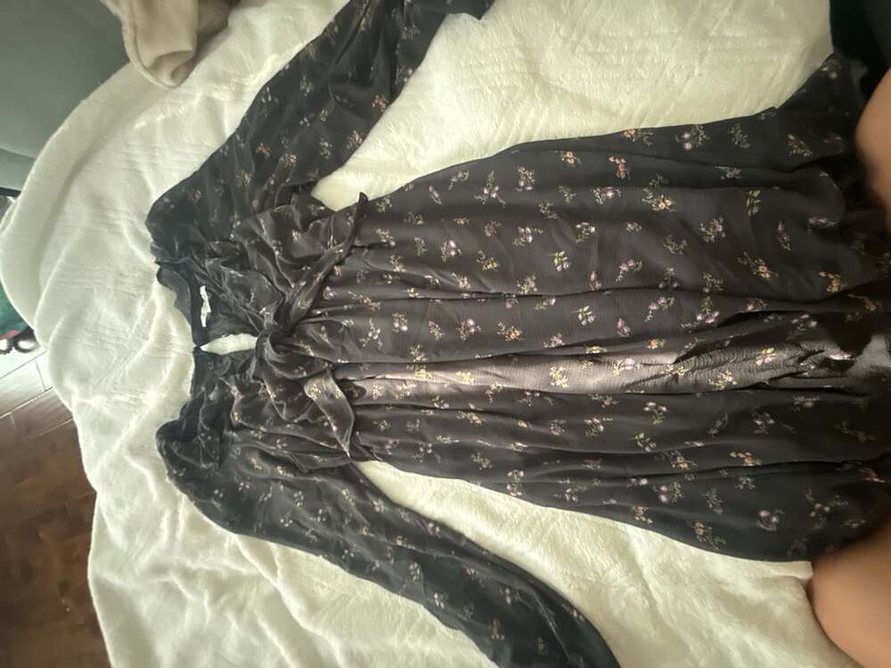 American Eagle Floral Ruffle Mini Long Sleeve Dress